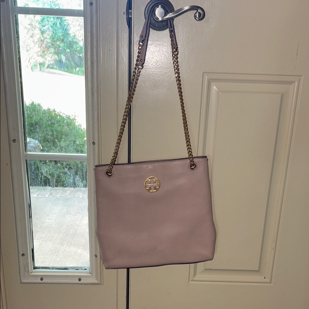 Tory Burch Light Pink Shoulder Bag with Gold Accents